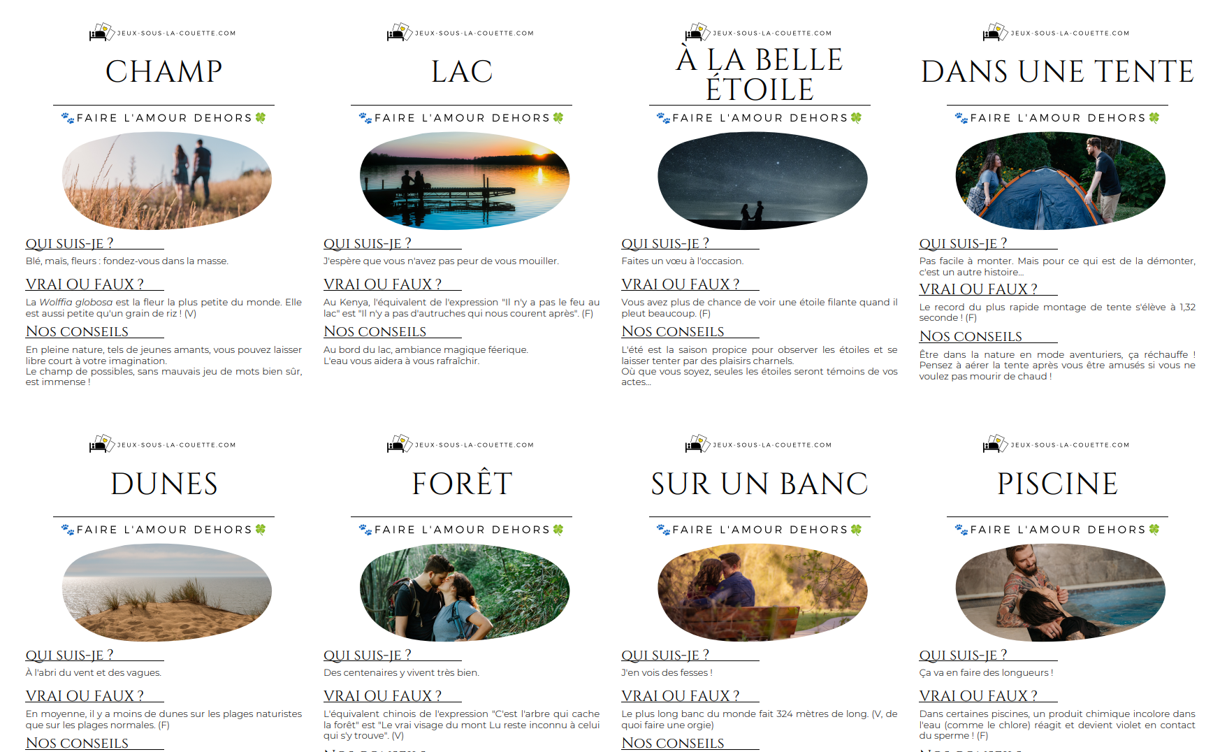 39 endroits insolites pour faire l’amour Jeux Sous La Couette